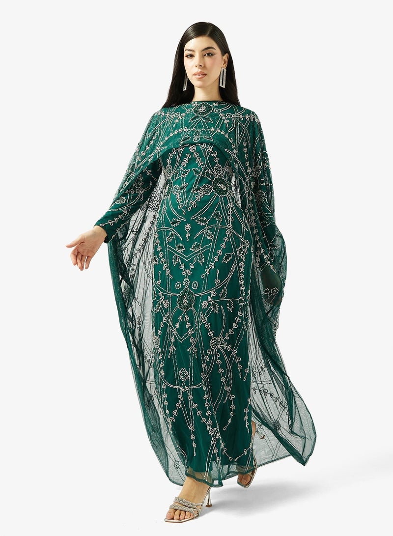 MARYISA Cape Sleeve Maxi Dress - Image 4